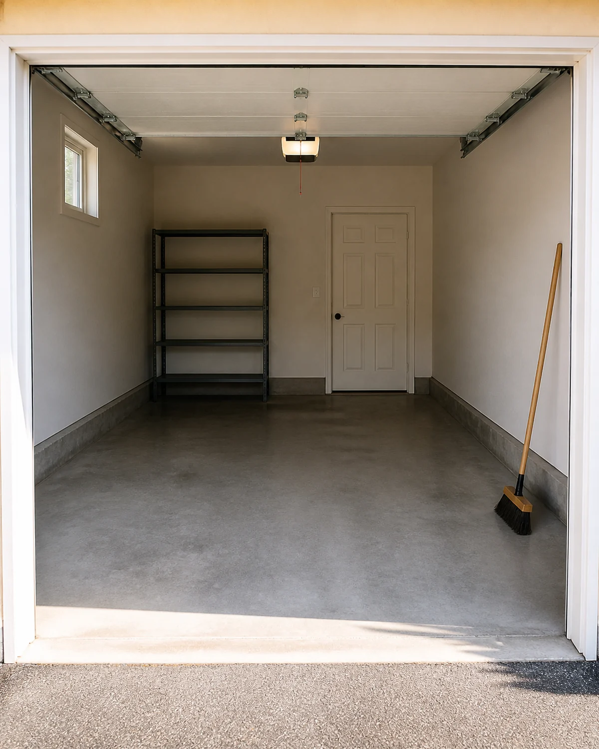 Cleared garage floor after unwanted items were removed from a Columbus property