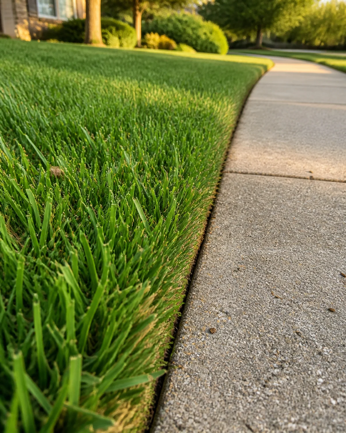 Trimmed grass edge beside a clean sidewalk on a Columbus property